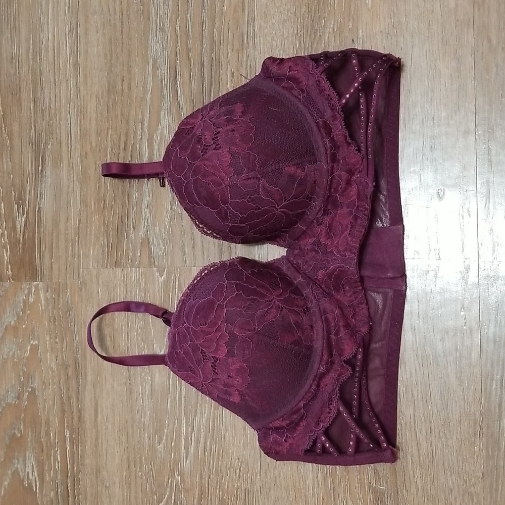 (34B) La SENZA Floral Lace Rhinestone Embellished Bra Padded Underwire Support
